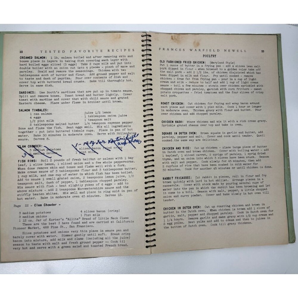 Vintage Recipe Book San Francisco Frances Warfield Newell 1942 Stained - Picture 7 of 7